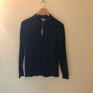 PURE Collection collared jersey top Navy.